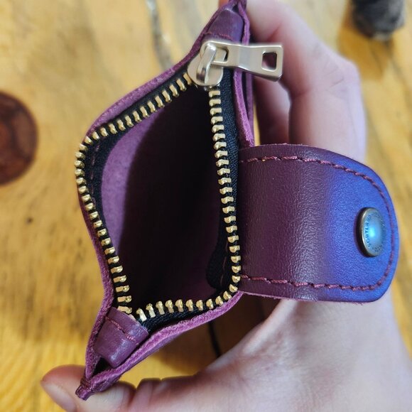 Portland Leather Sabrina Wallet Purple Lollipop Leather Snap Coin Card Holder - Picture 6 of 7